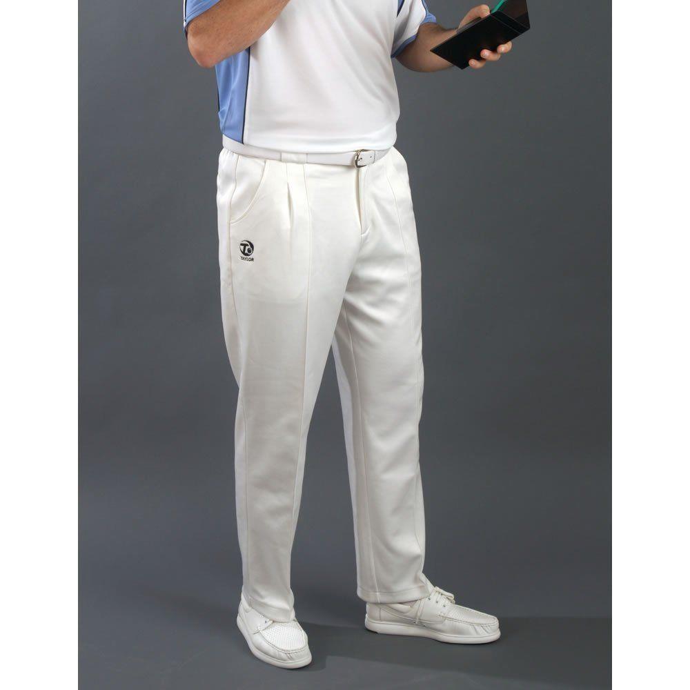 mens white bowling trousers